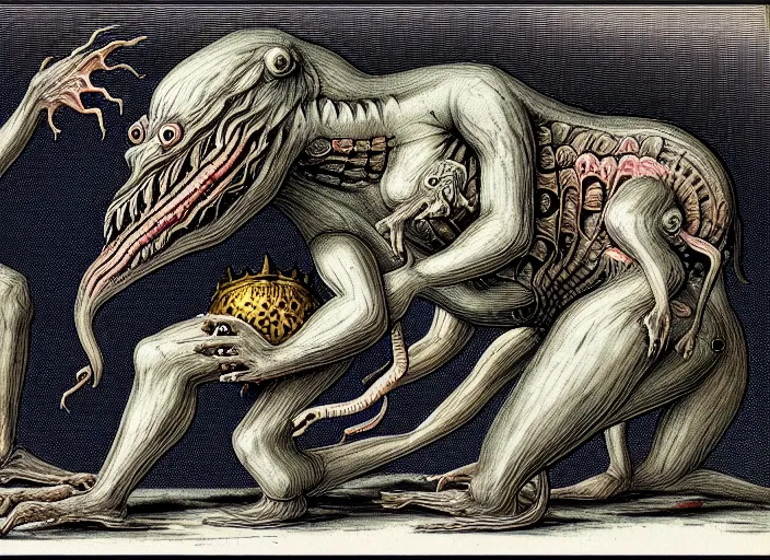 Image similar to bizarre bestiary of repressed unconscious emotional monsters and creatures