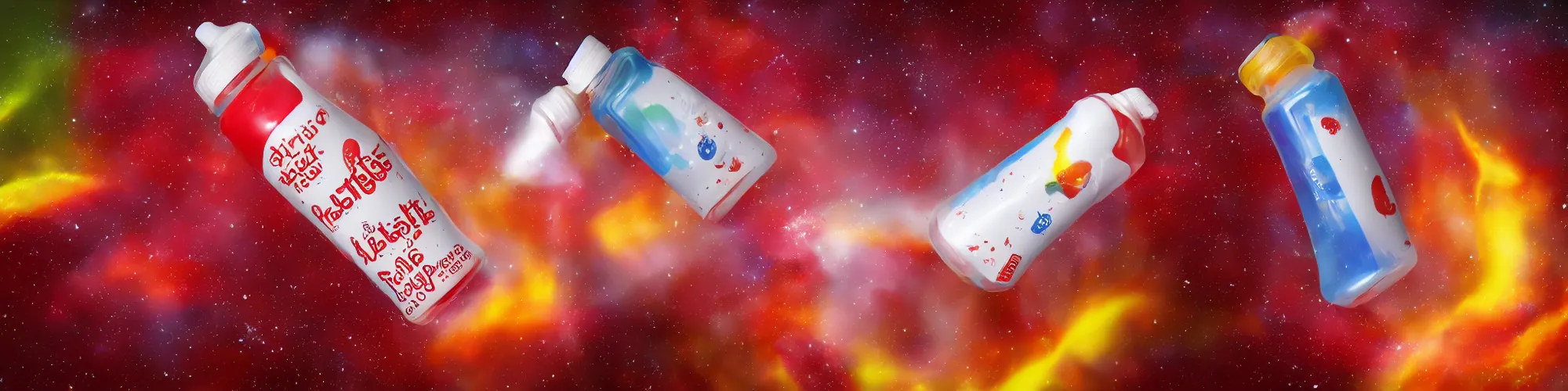 Prompt: The astral plane in a squeeze ketchup bottle. 4k, rendered, art station, HD, HQ