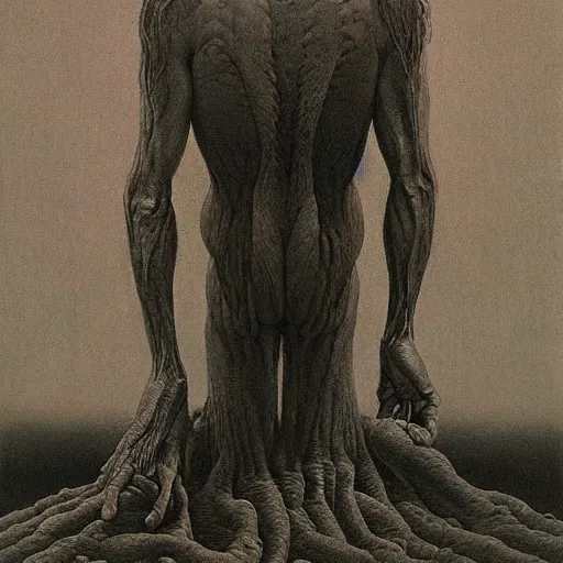 Prompt: a monster that is the personification of guilt painted by zdzisław beksinski