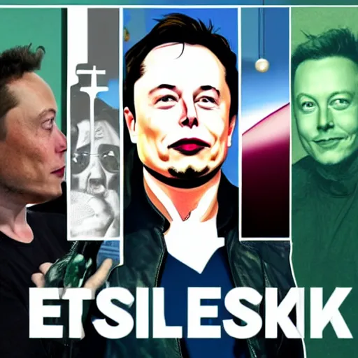 Image similar to elon musk in the style of various artists