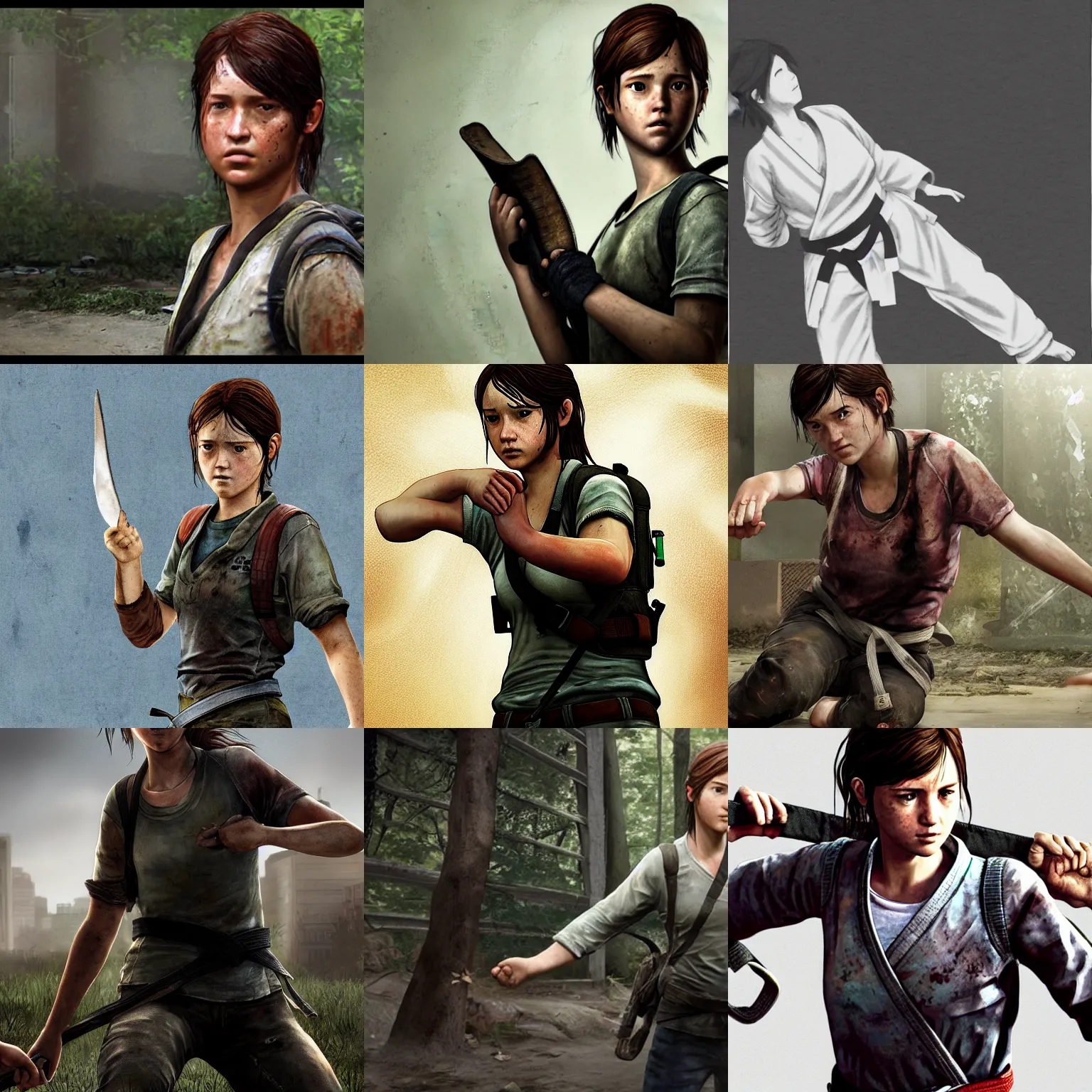 Prompt: Ellie from The Last of Us as black belt judo master