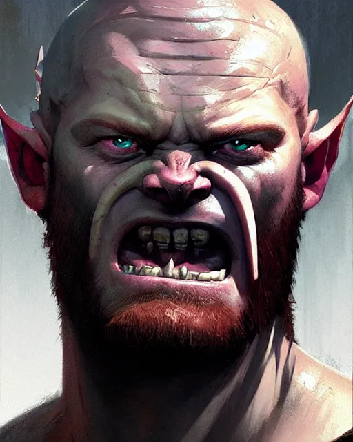 Prompt: max branning as orc barbarian | | realistic shaded, fine details, realistic shaded lighting poster by greg rutkowski, magali villeneuve, artgerm, jeremy lipkin and michael garmash and rob rey