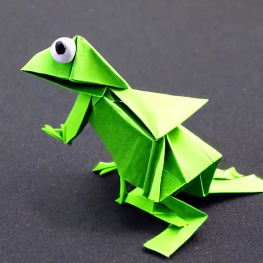 Image similar to kermit the frog as origami