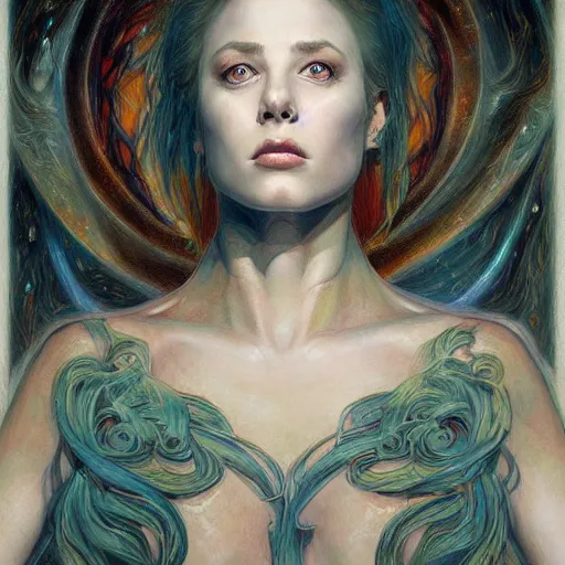 Image similar to a painting in the style of donato giancola, and in the style of charlie bowater, and in the style of william blake. symmetry, smooth, sharp focus, semi - realism.