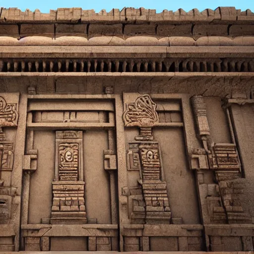 Image similar to 4 k unreal engine render of an ancient never seen before indian high detail temple. mirroring water