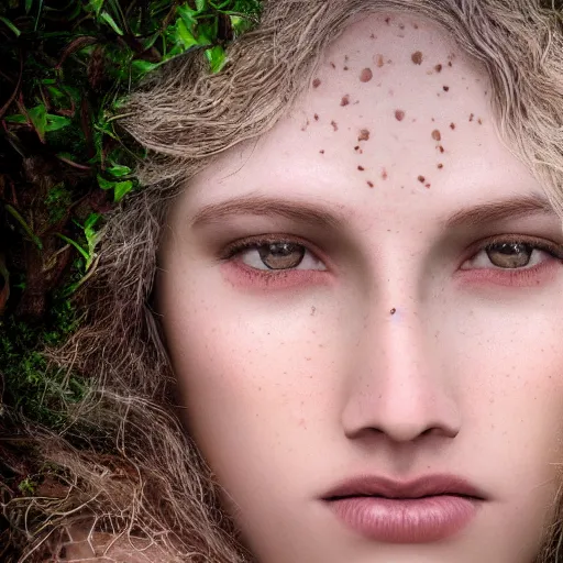 Image similar to photo portrait of a beautiful nature goddess, depth of field, zeiss lens, detailed, symmetrical, centered, by edward robert hughes, connor hibbs, annie leibovitz and steve mccurry, david lazar, jimmy nelsson, breathtaking, 8 k resolution, extremely detailed, beautiful, establishing shot, artistic, hyperrealistic, beautiful face, octane render