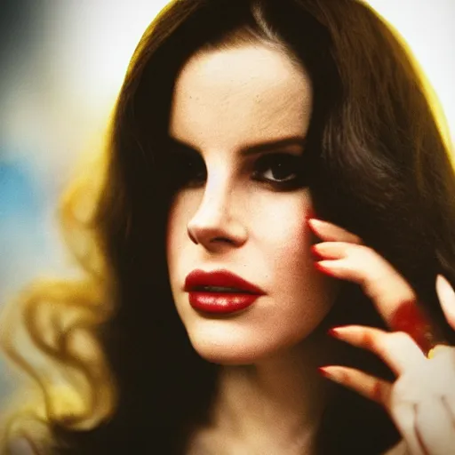 Prompt: close up photo of Lana del Rey as satan