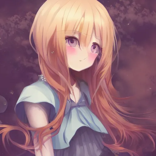 Prompt: a very beautiful anime girl, full body, long wavy blond hair, sky blue eyes, full round face, short smile, cute top, miniskirt, surround by a miniature crowd of people,wallpaper by wlop