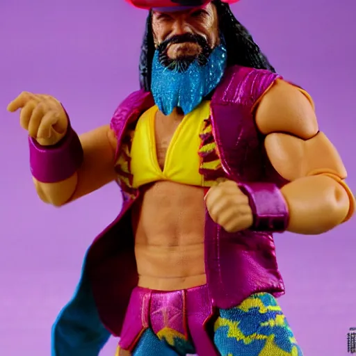 Image similar to 1 9 8 7 macho man randy savage from wwf action figure by hot toys.