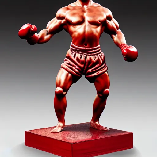 Prompt: museum van damm fight stance portrait statue monument made from porcelain brush face hand painted with iron red dragons full - length very very detailed intricate symmetrical well proportioned