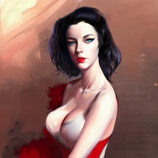 Prompt: a painting in the style of charlie bowater and in the style of robert mcginnis.