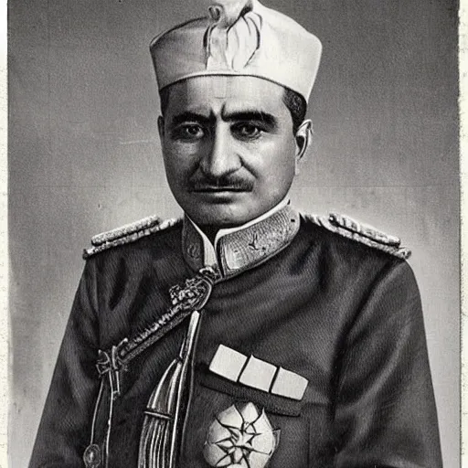 Prompt: king of Kurdistan, Mahmud Barzanji