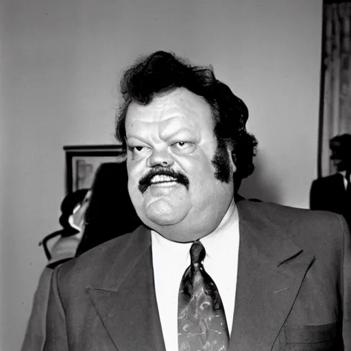 Image similar to muscular orson welles in 1 9 8 3