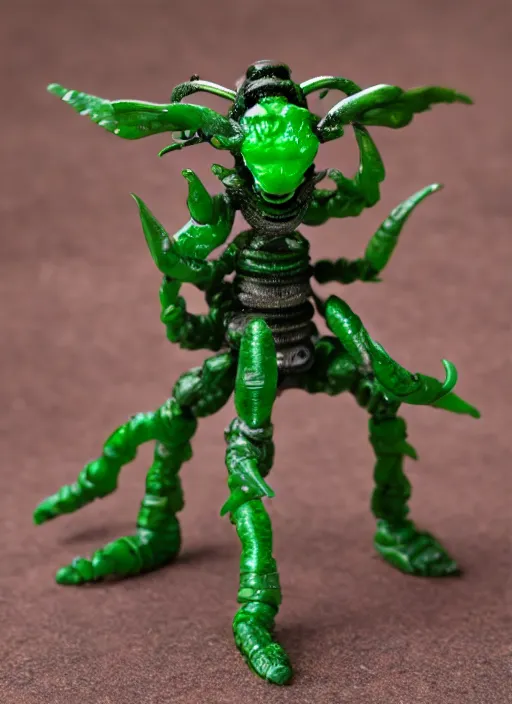 Prompt: 80mm resin detailed miniature of a Tripod Demon, green body as insect, Product Introduction Photos, 4K, Full body