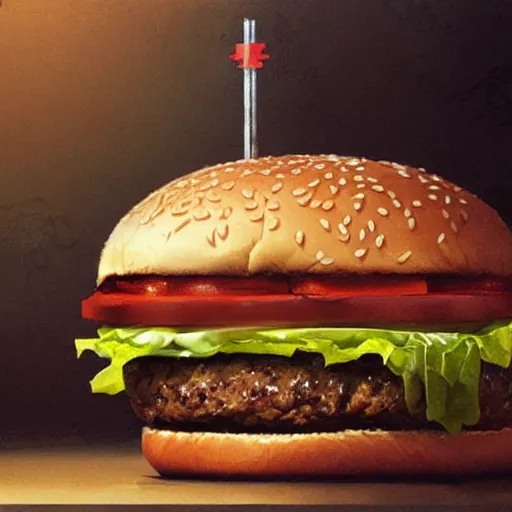 Prompt: a burger with a crown,digital art,ultra realistic,ultra detailed,art by greg rutkowski