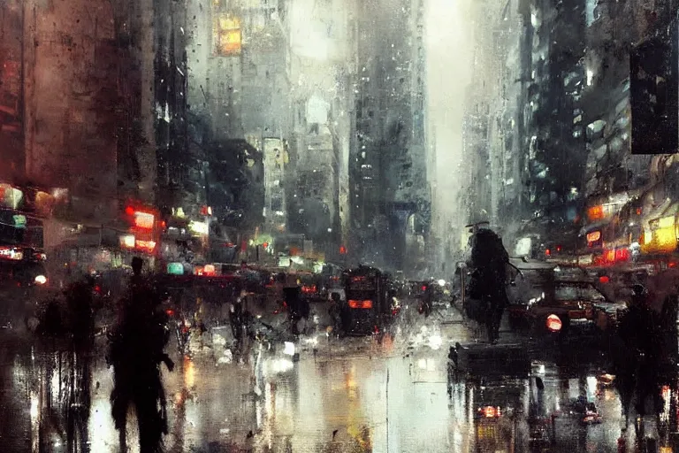 Image similar to cityscape painted by jeremy mann, street - level, dripping oil paint, highly detailed, high resolution