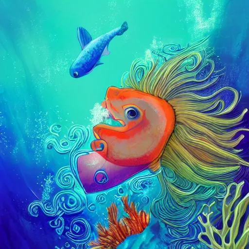 Prompt: coral underwater colorful, fantasy, intricate, highly detailed, little fish and sea life digital painting, hd, trending on artstation, illustration, fine lines, sharp edges, colourful, attractive woman, swimming,