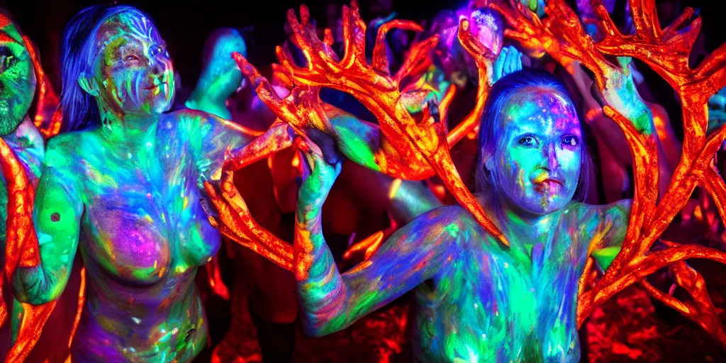 love, people with glowing body paint, rebirth, Stable Diffusion