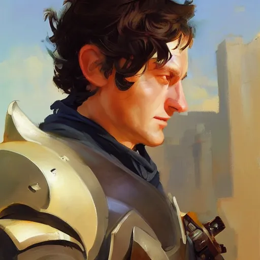 Image similar to greg manchess portrait painting of partially armored frodo beutlin as overwatch character, medium shot, asymmetrical, profile picture, organic painting, sunny day, matte painting, bold shapes, hard edges, street art, trending on artstation, by huang guangjian and gil elvgren and sachin teng