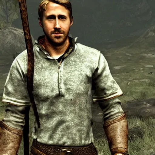 Image similar to ryan gosling in skyrim