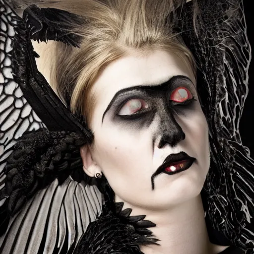 Image similar to a portrait of goth beauty with demonic wings, a photograph taken by Juan Francisco Casas