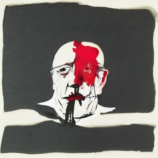 Image similar to minimalist album cover painting by Ralph Steadman, Francis Bacon, Hunter S Thompson