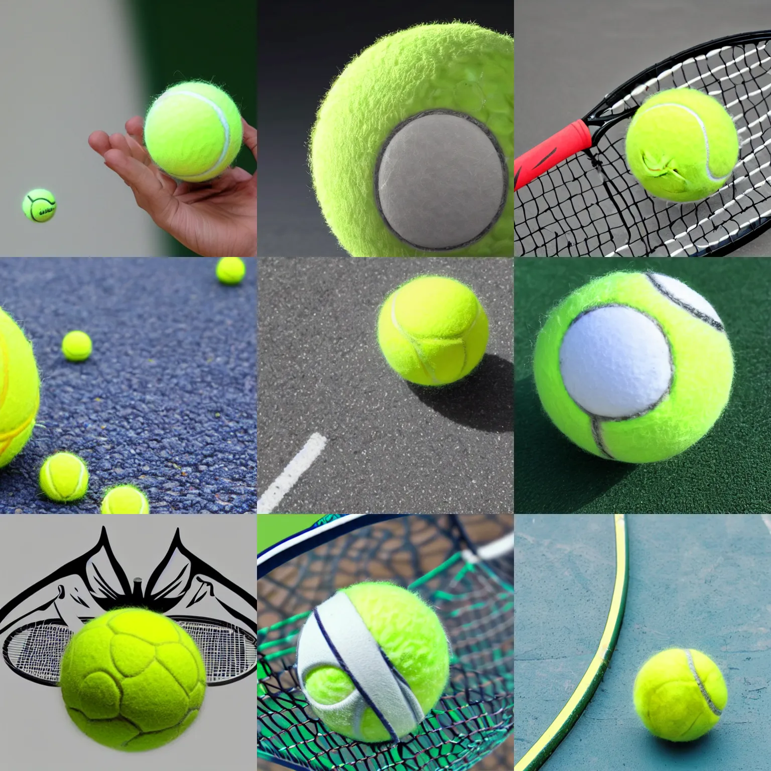 Prompt: a tennis ball with wings