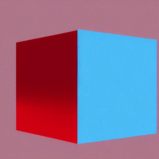 Image similar to a Red Cube under a blue Sphere