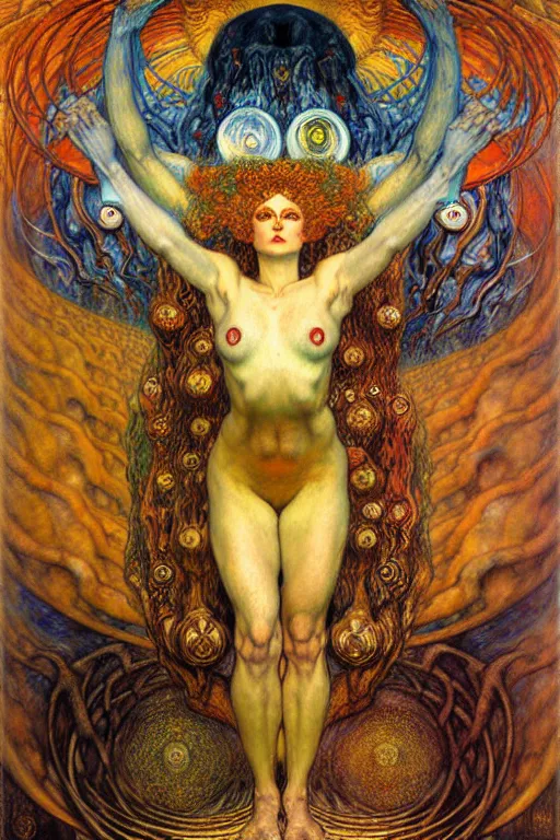 Image similar to Divine Chaos Engine by Karol Bak, Jean Delville, William Blake, Gustav Klimt, and Vincent Van Gogh, symbolist, visionary