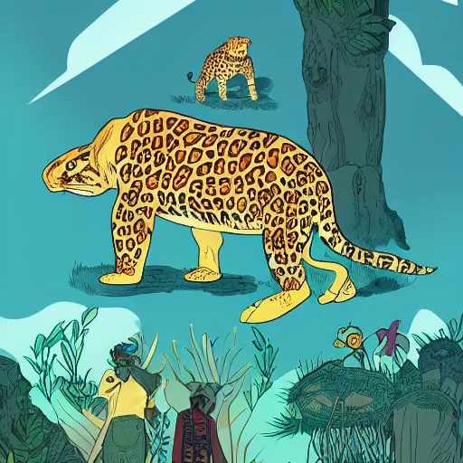 Prompt: the story of the leopard and the tortoise african children storybook colourized book mockup behance presentation in the style of josan gonzalez