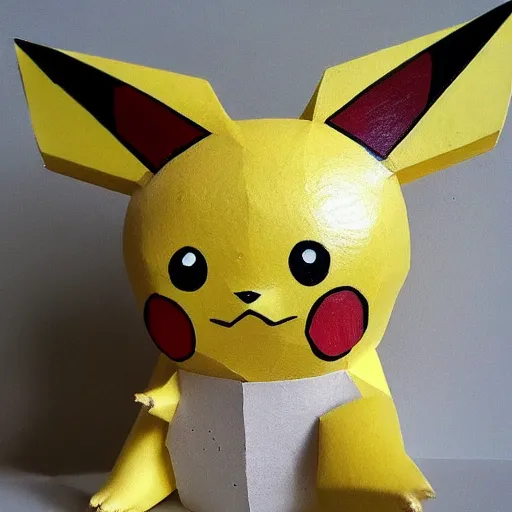 Image similar to Pikachu Sculpture made out of cardboard