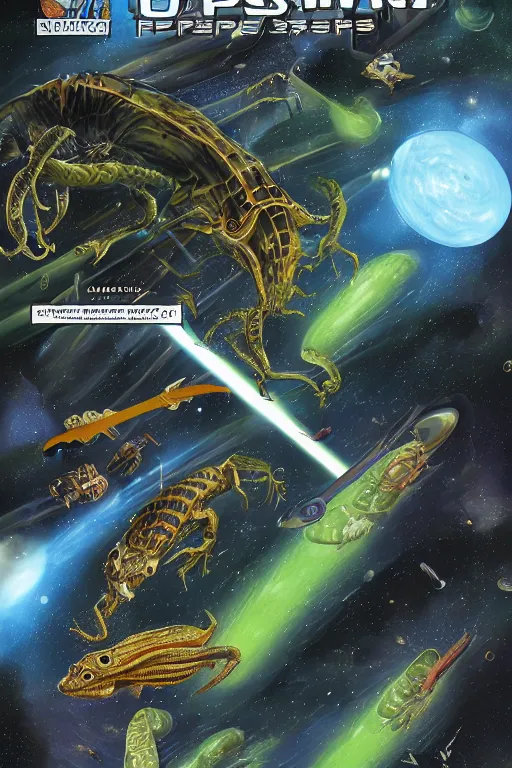 Image similar to pulp reptilian space wars with astronout in Dyson sphere, higly detailed