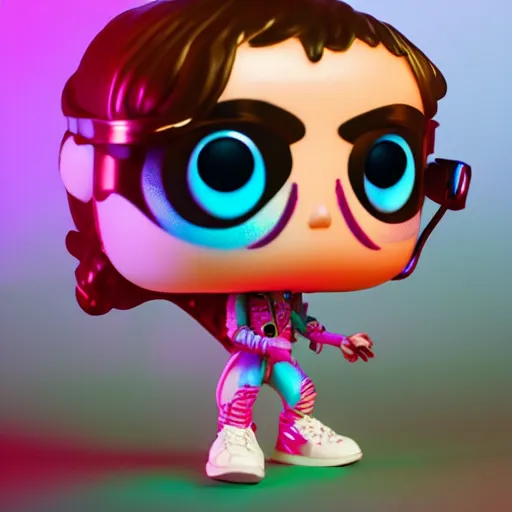 Image similar to Grimes as a Funko pop, photorealistic imagery, trending on artstation, vivid colors, lambent lighting, 4k, 8k, 35mm photography, rendered in unreal engine, rendered in octane.