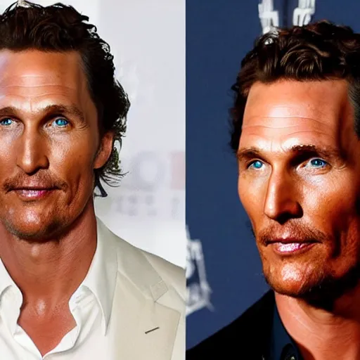 Prompt: Matthew McConaughey in the style of Handsome Squidward meme