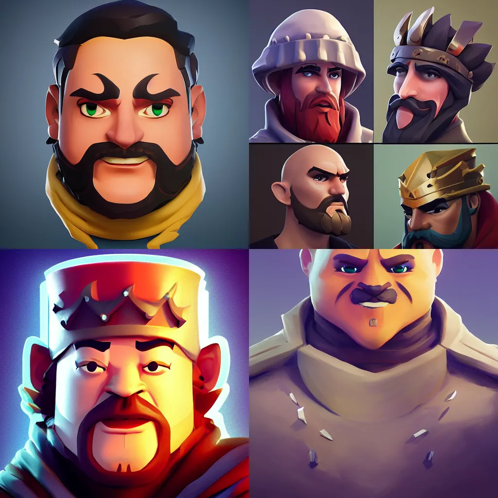 Prompt: face icon stylized minimalist fortnite, medieval old king, cory behance hd by jesper ejsing, by rhads, makoto shinkai and lois van baarle, ilya kuvshinov, rossdraws global illumination