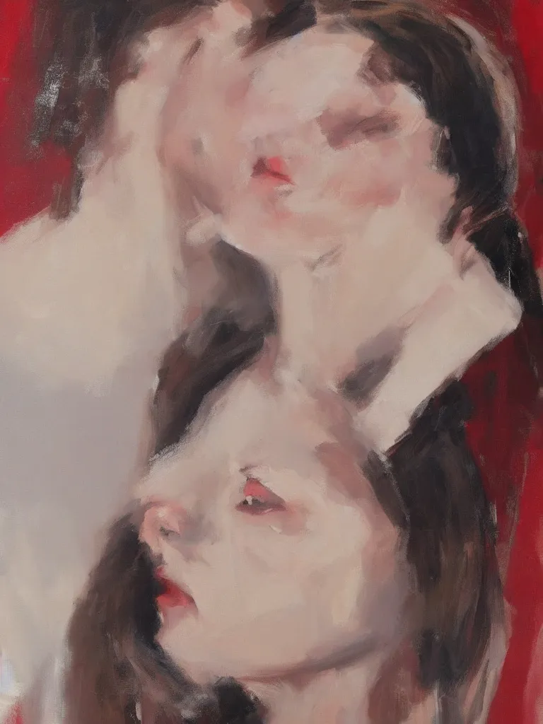 Prompt: spontaneous unfinished romantic portrait underpainting, beautiful juicy brush strokes, alla prima, realist, by sargent, trending on cgsociety, red