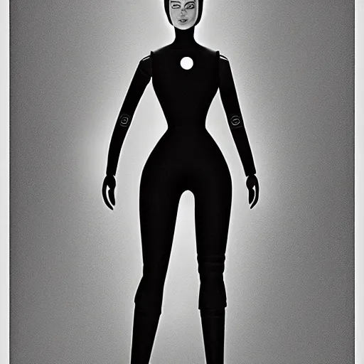 Image similar to portrait of female android, from a film noir movie