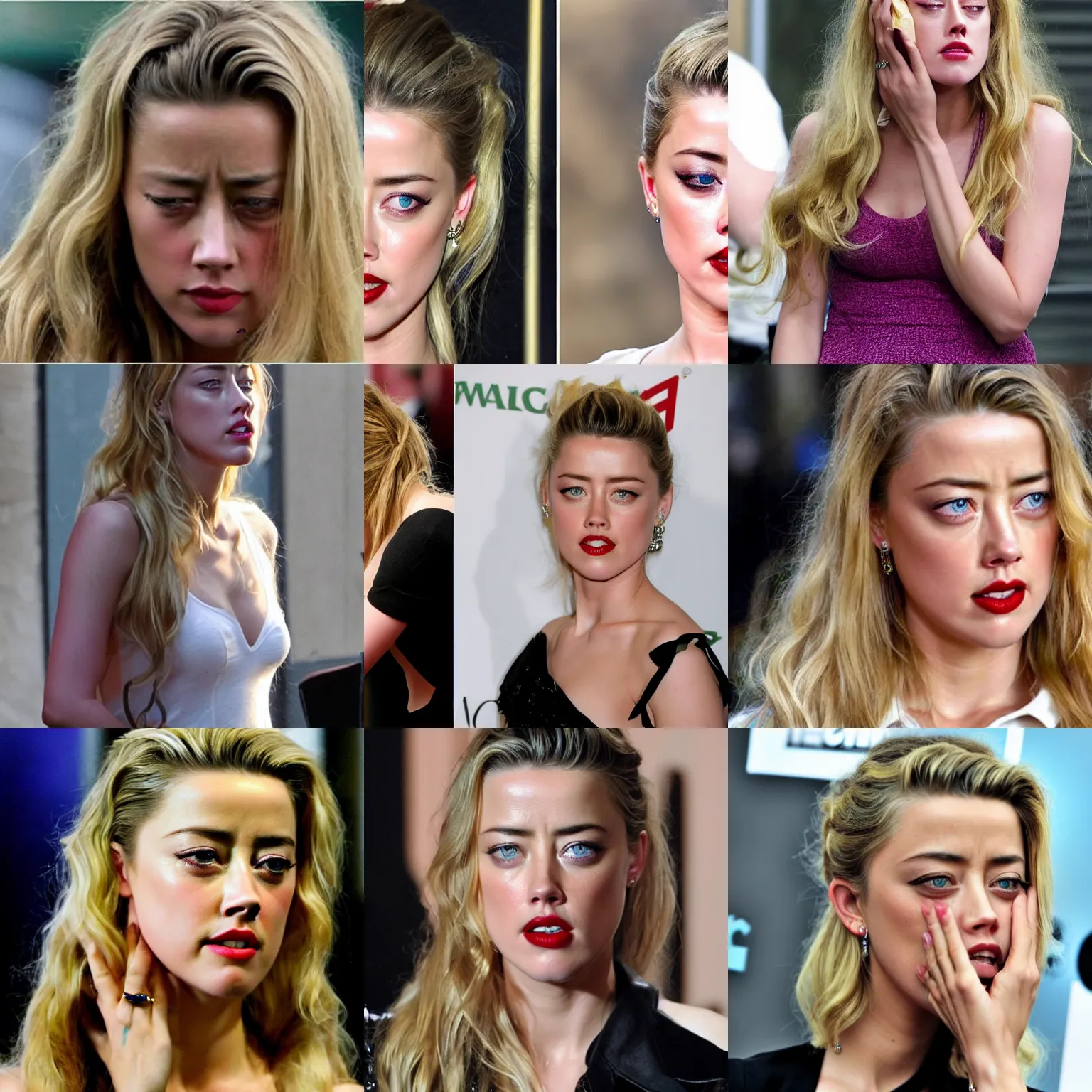Prompt: amber heard crying without tears, terrible actress, fake crying