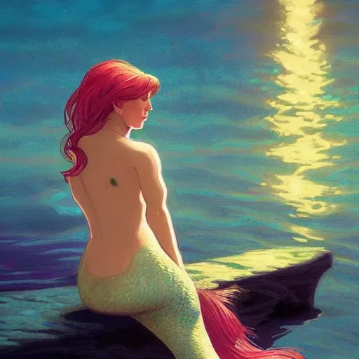 Prompt: a mermaid with a beautiful sparkling fin, cinematic lighting, soft bokeh, fantasy, modern, colourful, highly detailed, digital painting, artstation, deviantart, concept art, sharp focus, illustration, alphonse mucha, edward hopper