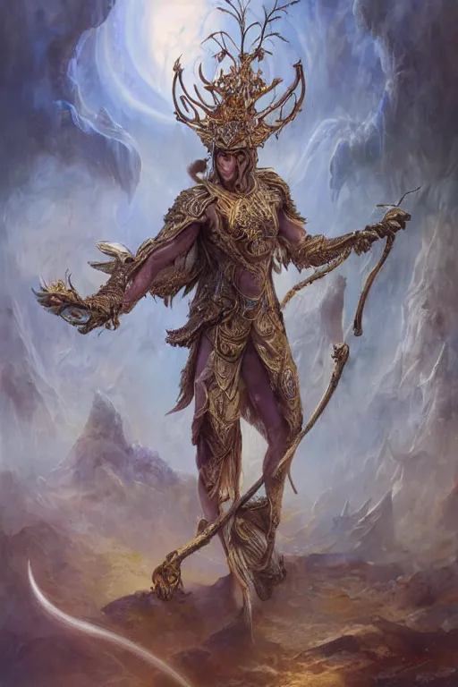 Prompt: full body portrait shot of adrien brody as king oberon, fairy wings, lord of beasts, highly detailed, digital painting, artstation, concept art, soft focus, depth of field, artgerm, tomasz alen kopera, peter mohrbacher, donato giancola, wlop, boris vallejo