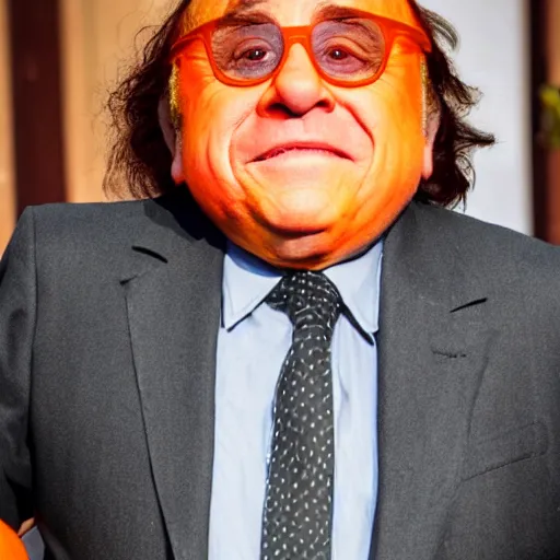 Image similar to danny devito in the form of an orange