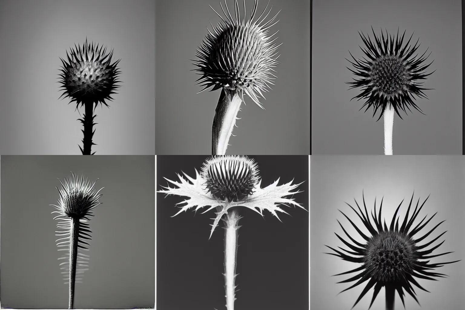Prompt: a photo of a thistle by Robert Mapplethorpe