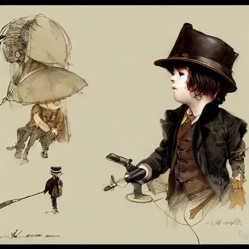 Image similar to by Jean-Baptiste Monge !!!!!!!!!!!!!!!!!!!!!!!!!!! (((((((((portrait of boy dressed as steampunk detective . muted colors.)))))))))