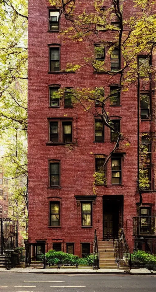 Image similar to (((((a manhattan brick brownstone deep in the forest))))) by Max Maximov!!!!!!!!!!!!!!!!!!!!!!!!!!!