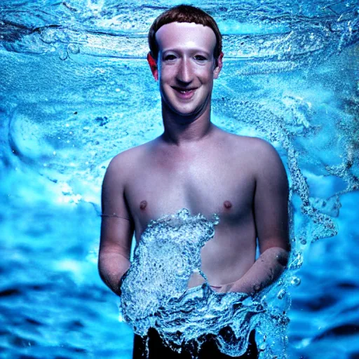 Image similar to mark zuckerberg as water made of water, award winning stunning water photography, extremely detailed, artstation, 8 k, sensual lighting, incredible art, wlop, artgerm