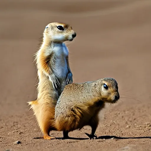 Prompt: Prairie dog riding an Emu into battle