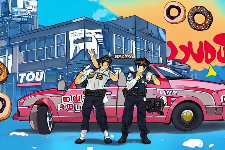 Image similar to donut police cars anime wrapped