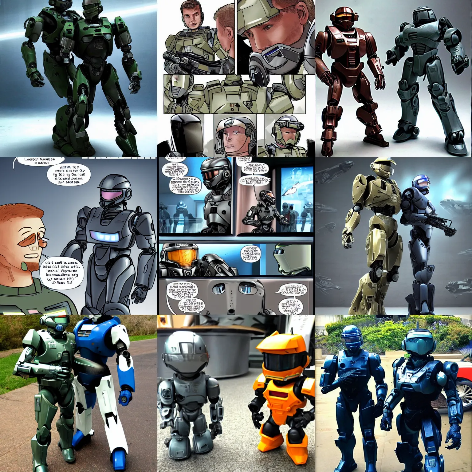 Image similar to Master Chief and Robocop, love at first sight