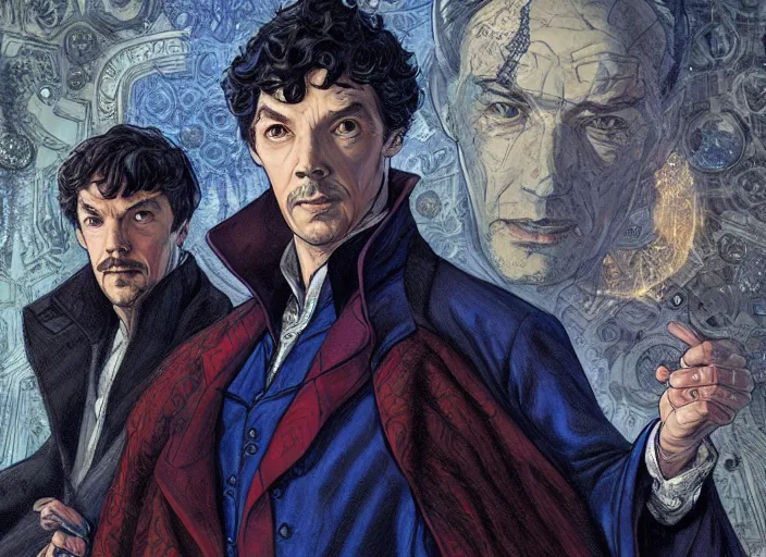 Image similar to a highly detailed sherlock portrait of stephen strange, james gurney, james jean