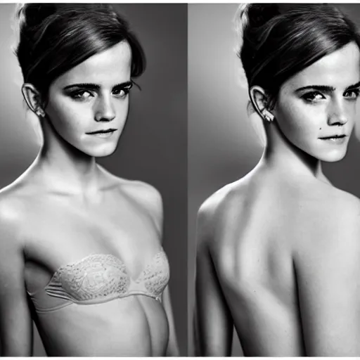 Prompt: Emma Watson modeling in Victoria's Secret, XF IQ4, f/1.4, ISO 200, 1/160s, 8K, RAW, unedited, symmetrical balance, in-frame, Sharpen AI-n 9